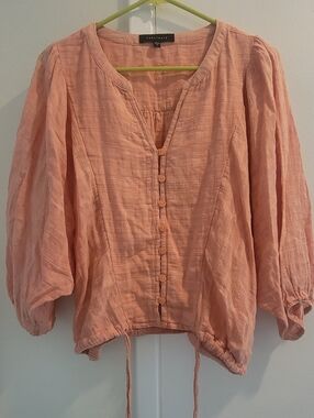 Sanctuary Coral Pink Button-Front Top S